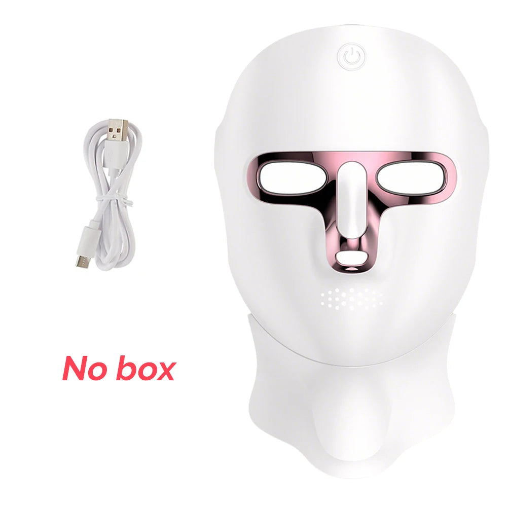 7-Color Wireless LED Facial & Neck Mask – Rechargeable Photon Therapy Beauty Device