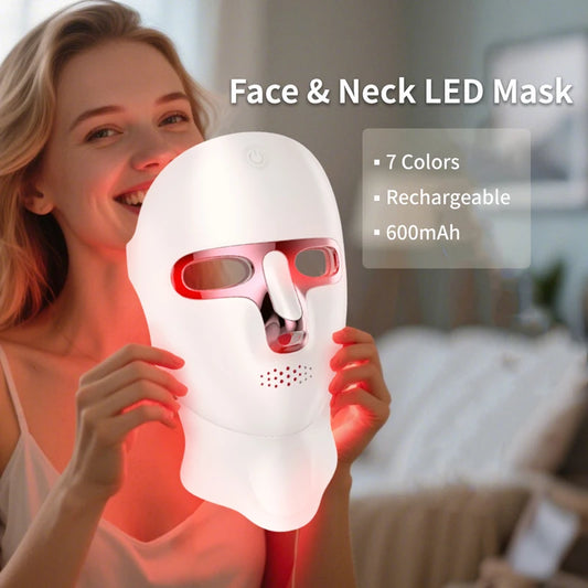 Rechargeable LED Face & Neck Mask – 7-Color Photon Light Therapy Beauty Device