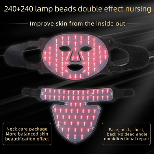 Hot Sale 4 Colors 460NM 590NM 630NM 850NM NIR Near Infrared LED Facial Face Red Light Therapy Mask