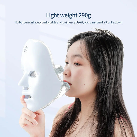 7-Color LED Facial & Neck Beauty Mask – Wireless Photon Therapy Skin Rejuvenation Device